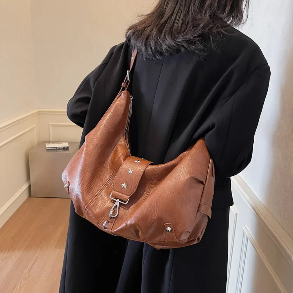 ANGE - Sac à Main Besace de Cours en Cuir Marron
