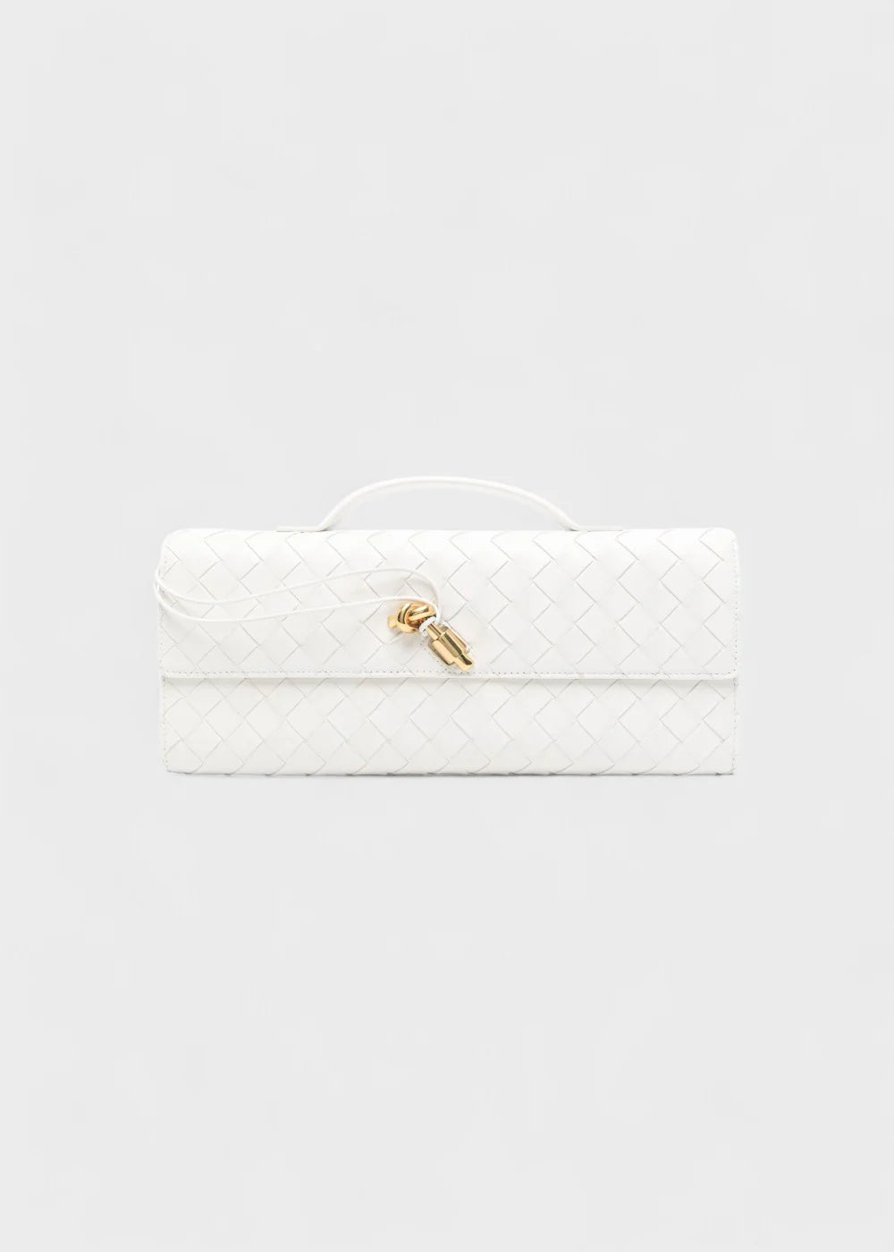 ADELINE petit sac à main en cuir tréssé blanc de luxe avec boucle élégante or