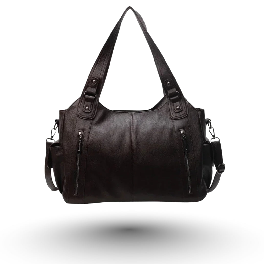 ALBA – Sac à main de cours à zip en cuir noir, élégant et pratique pour femme 