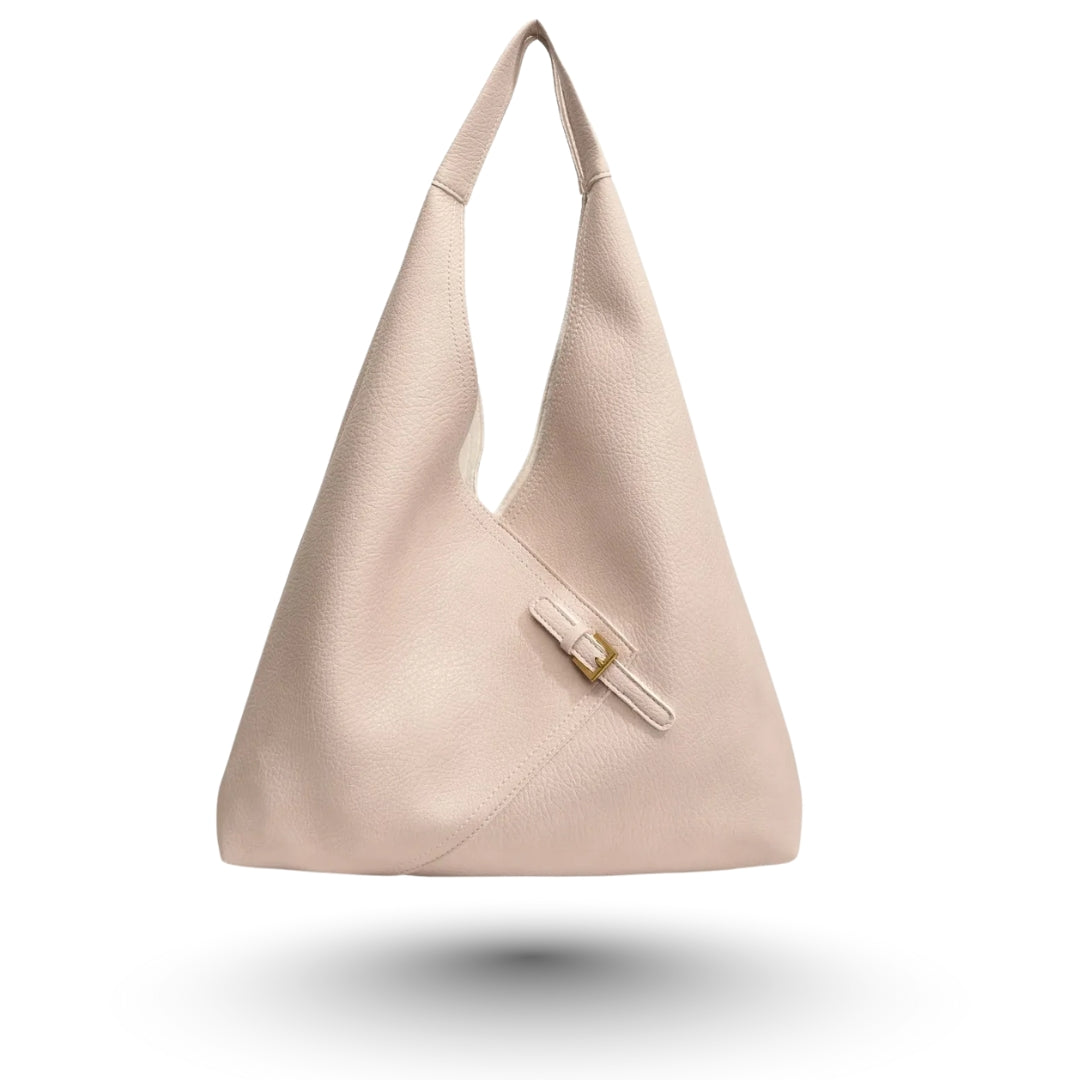 ALICIA – Grand sac cuir souple beige, spacieux et élégant pour ordinateur et cahiers.