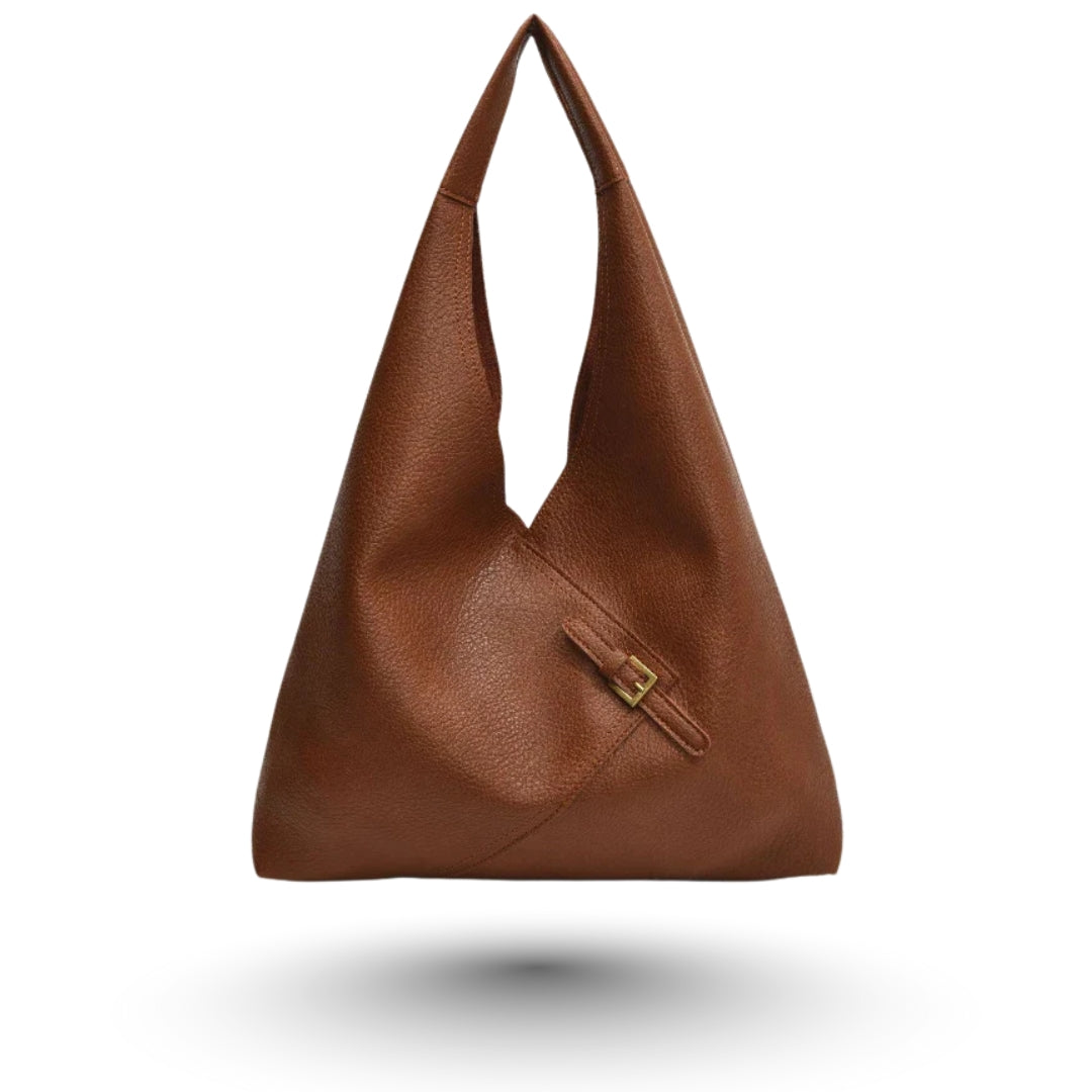 ALICIA – Grand sac cuir souple marron, spacieux et élégant pour ordinateur et cahiers.