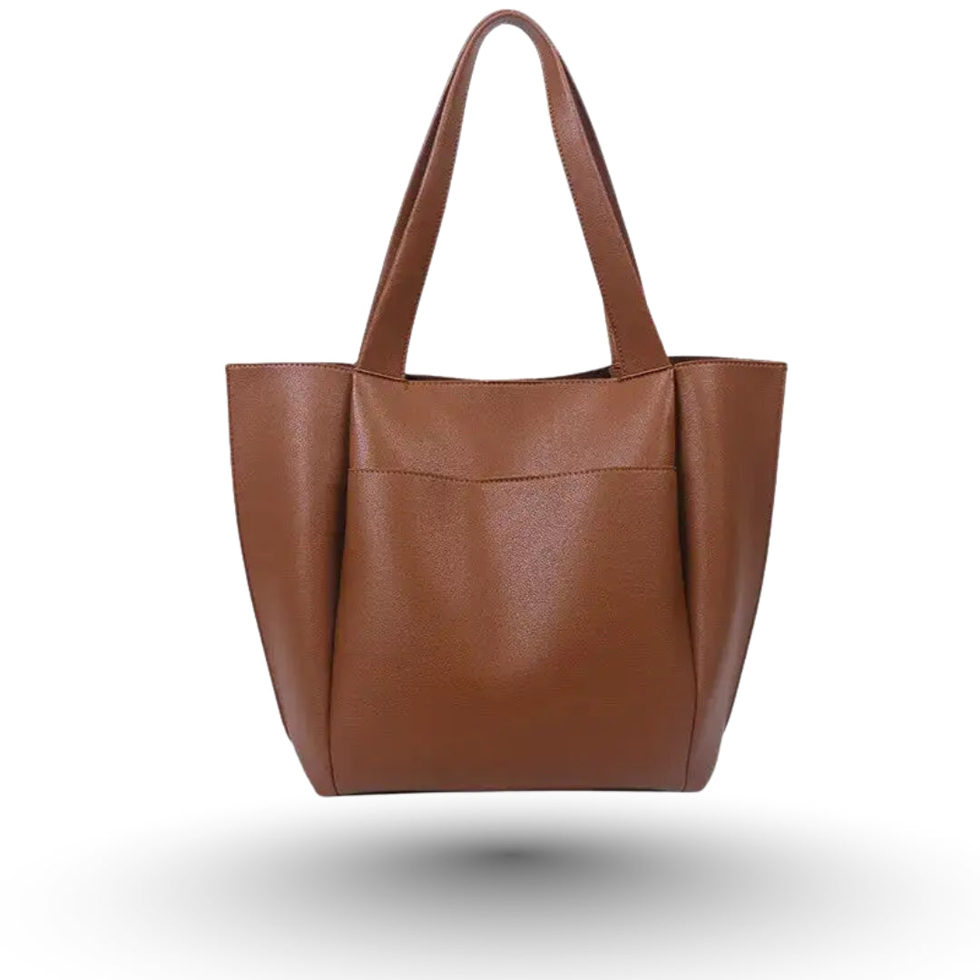 AURELIA – Grand sac à main de cours en cuir souple camel pratique et élégant.