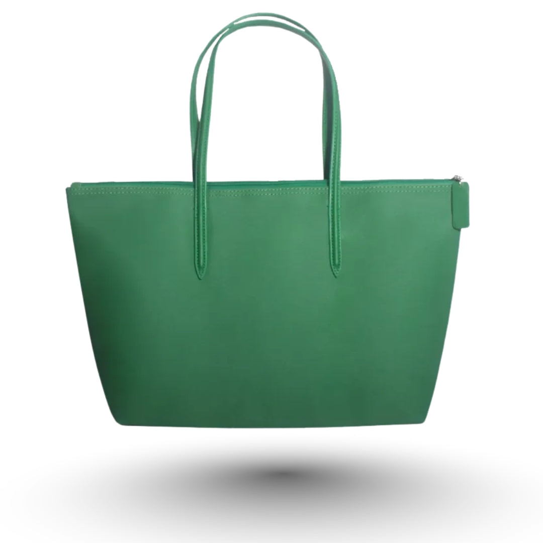 CELIA – Grand sac à main de cours avec anse en cuir vert, élégant et robuste.
