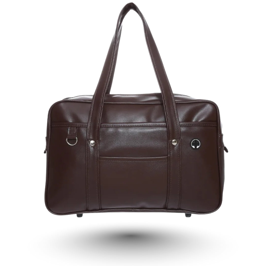 CHLOE – Sac à main de cours en cuir lisse café élégant et structuré, parfait pour cours et travail.