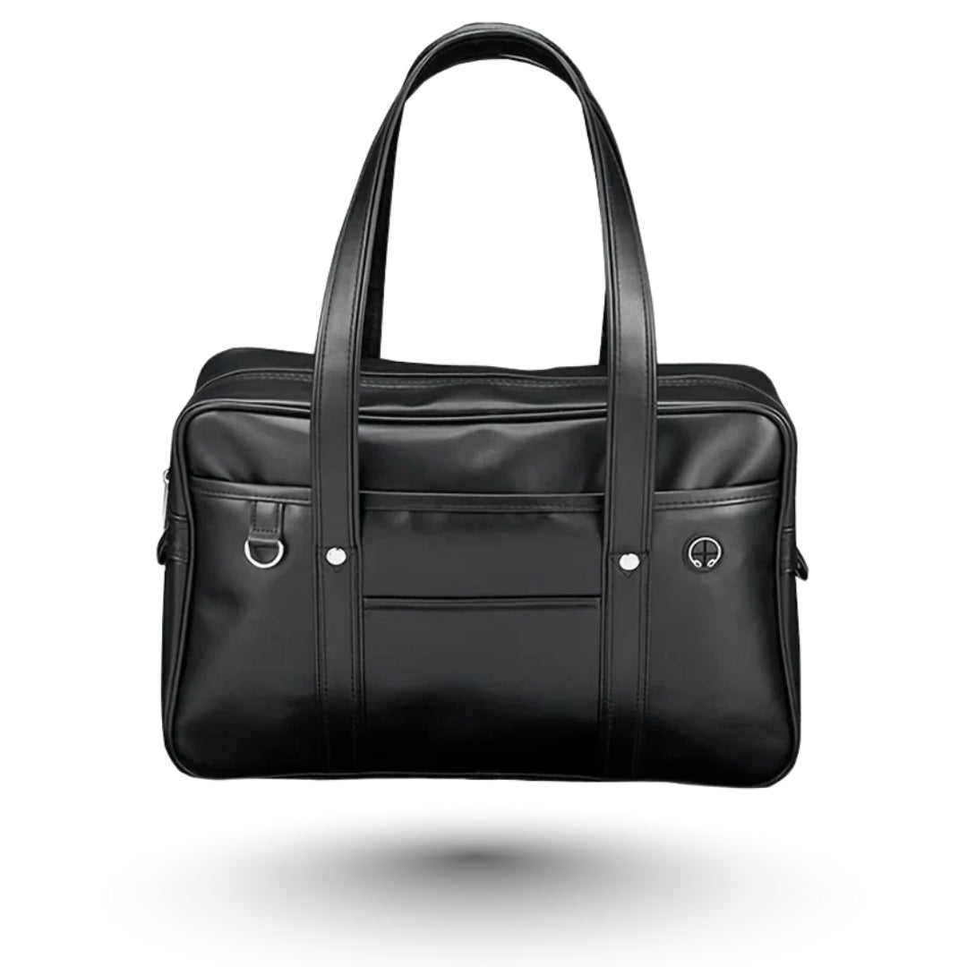 CHLOE – Sac à main de cours en cuir lisse noir, élégant et structuré, parfait pour cours et travail.