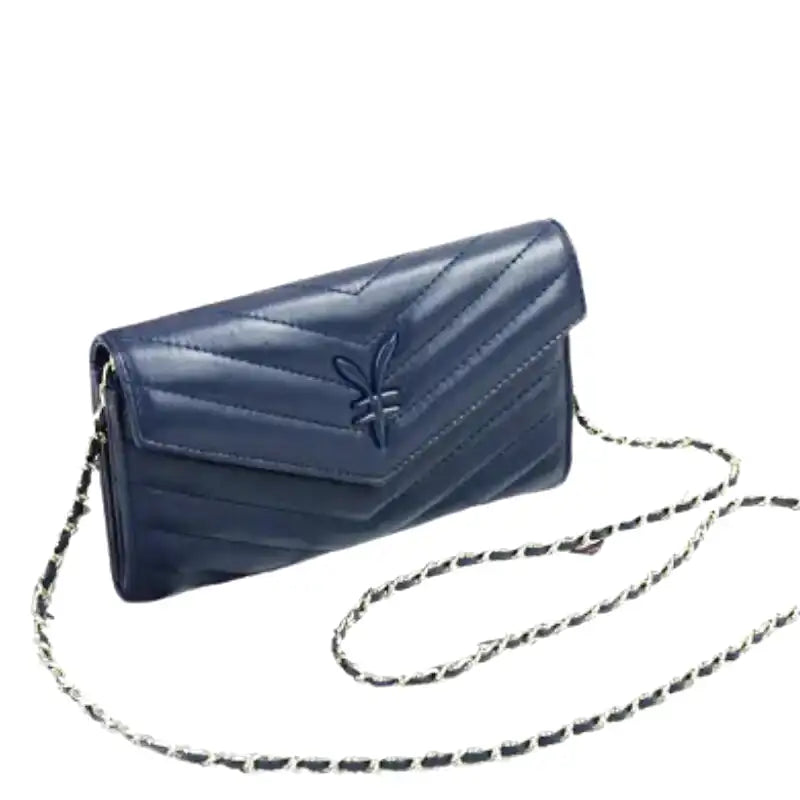 Petit sac à main pochette bleu en cuir souple CHOU, élégant, compact et pratique, parfait pour transporter téléphone, clés et porte-cartes avec style, design vegan et cruelty-free.