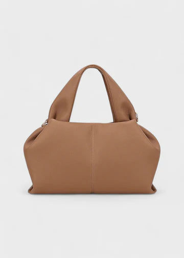DINA sac à main bandoulière en cuir marron souple élégant et pratique pour femme moderne