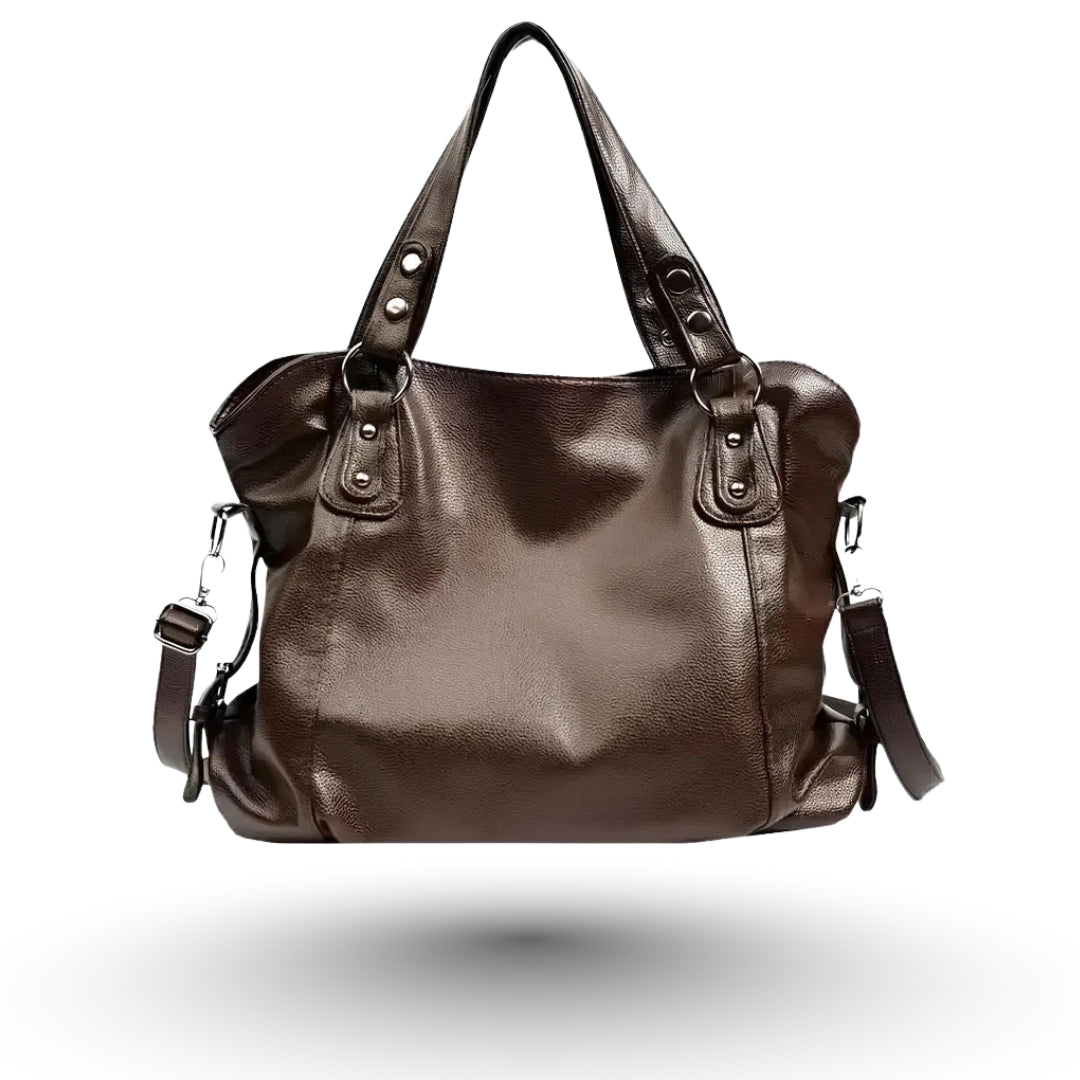 Élora – Sac à main de cours en cuir marron  café de luxe, design raffiné et fonctionnel pour étudiantes et professionnelles.