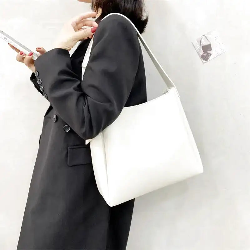 Sac à main FENZA en cuir blanc avec grande capacité et pochette, élégant et pratique pour transporter ordinateur, dossiers et essentiels au quotidien
