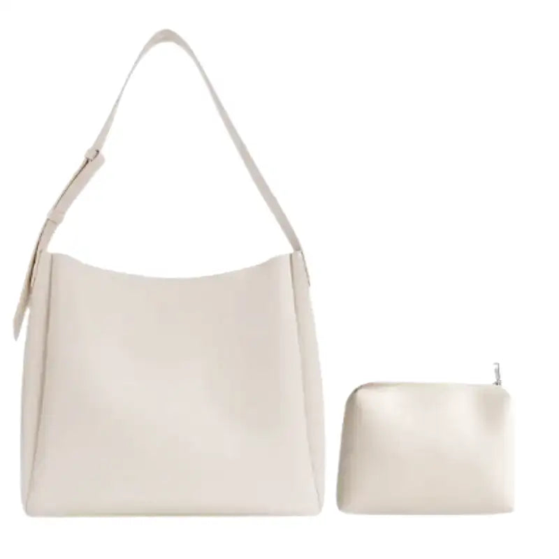Sac à main FENZA en cuir blanc avec grande capacité et pochette, élégant et pratique pour transporter ordinateur, dossiers et essentiels au quotidien