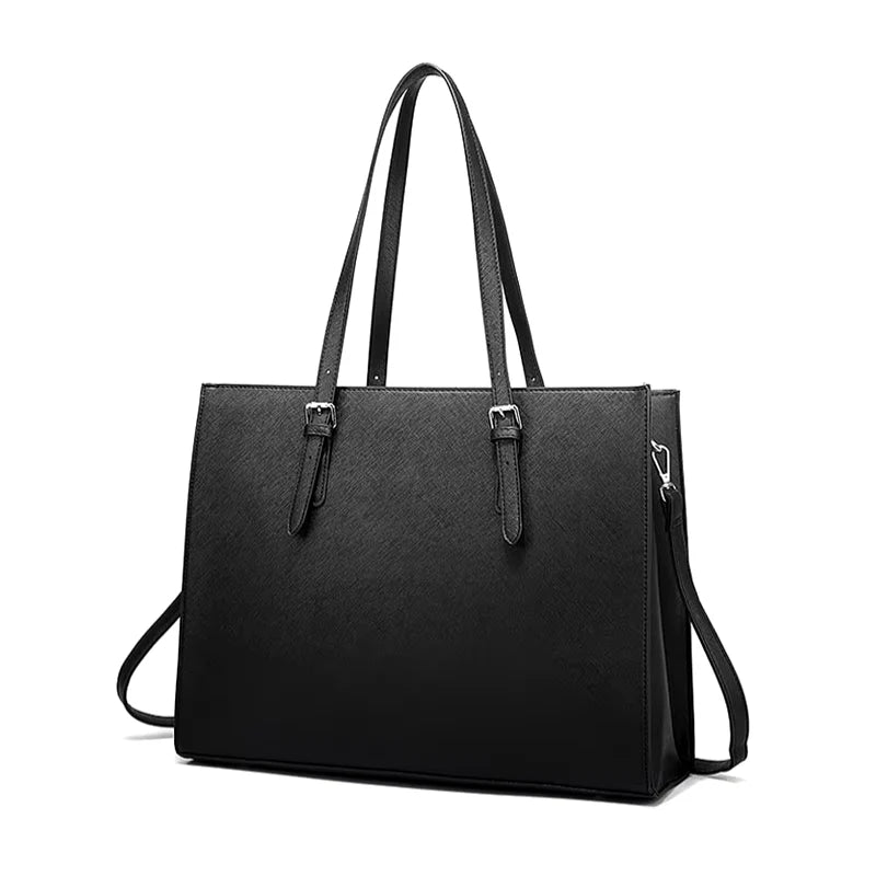 Sac à main GIA grand format, design simple et tendance, en cuir vegan noir de qualité, idéal pour un usage quotidien avec style