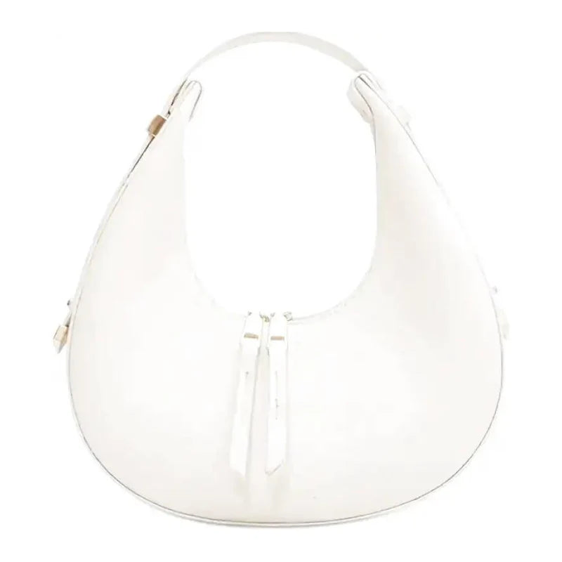 Sac à main femme Gloria blanc en forme de demi-lune, élégant et compact, parfait pour vos sorties, rendez-vous ou soirées, chic, pratique et durable.