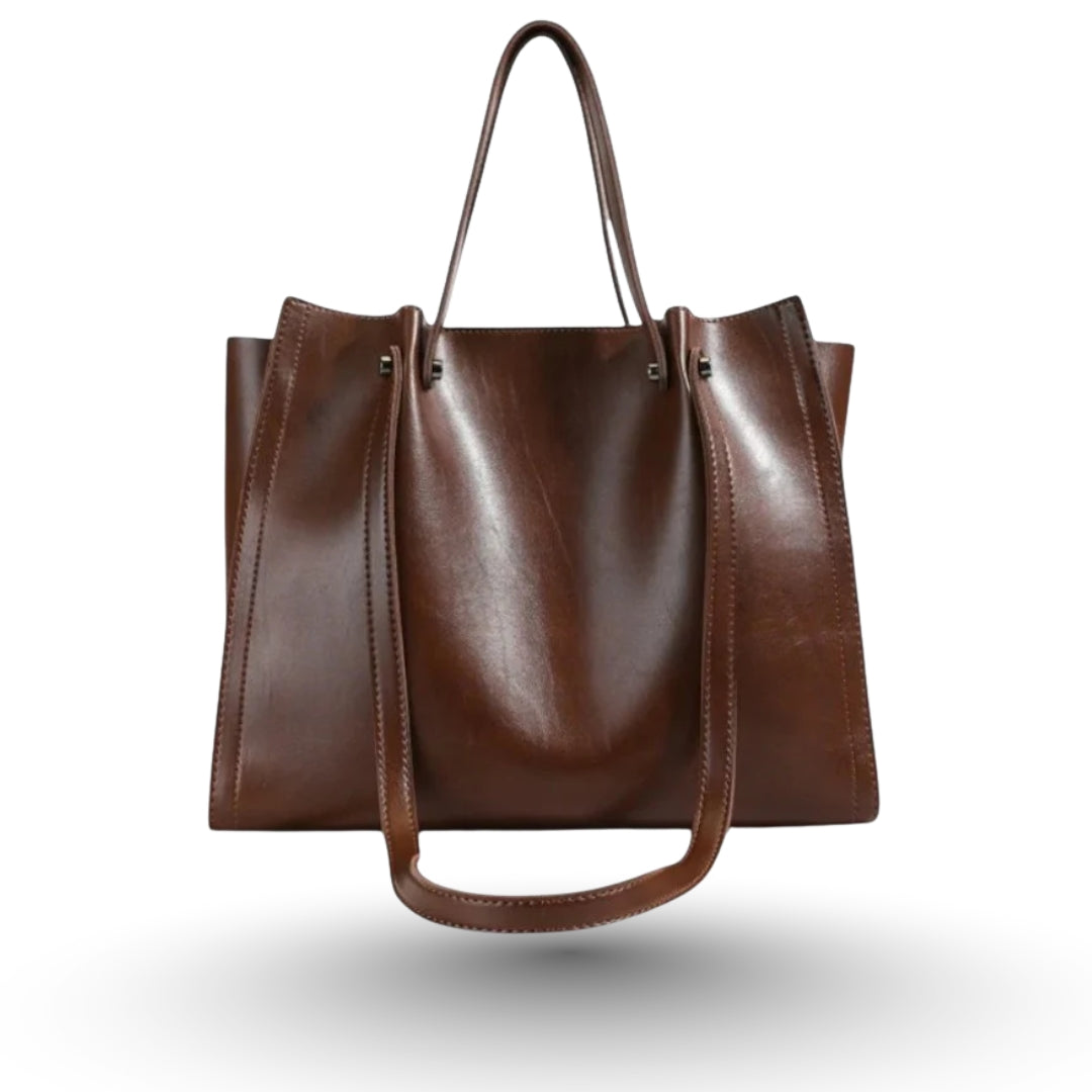 HELIANA – Sac de cours style de luxe en cuir marron raffiné et pratique.