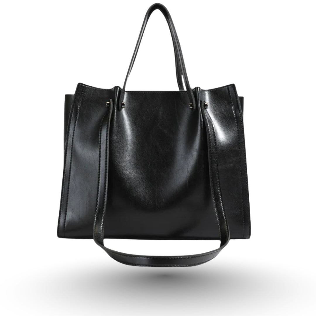 HELIANA – Sac de cours style de luxe en cuir noir, raffiné et pratique.