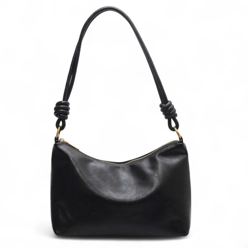 Sac à main femme ISA en cuir souple noir élégant, spacieux et chic, parfait pour transporter ordinateur, cahiers et essentiels avec style et confort au quotidien.