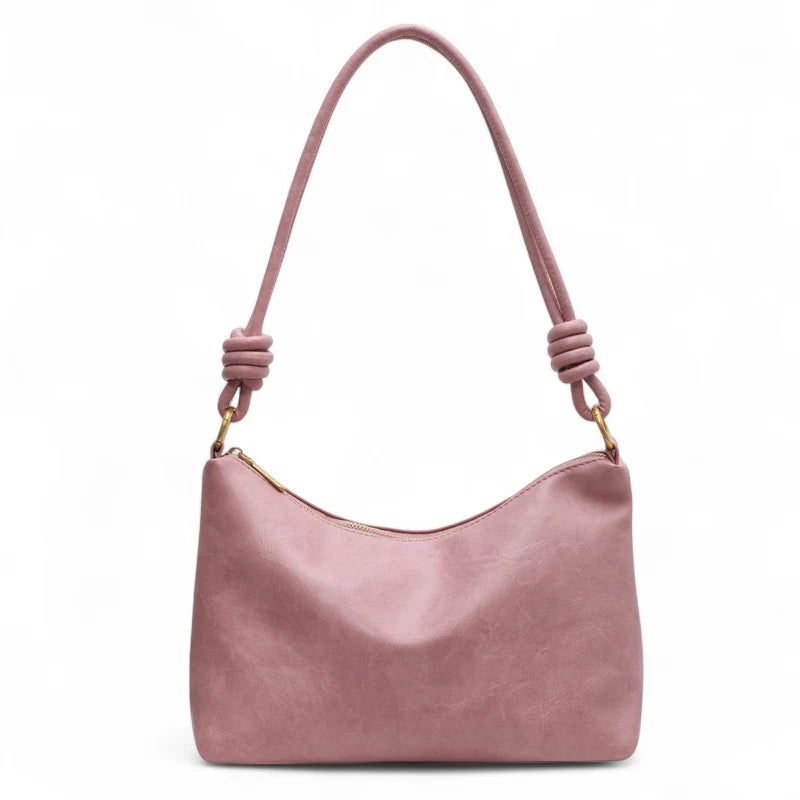 Sac à main femme ISA en cuir souple rose élégant, spacieux et chic, parfait pour transporter ordinateur, cahiers et essentiels avec style et confort au quotidien.