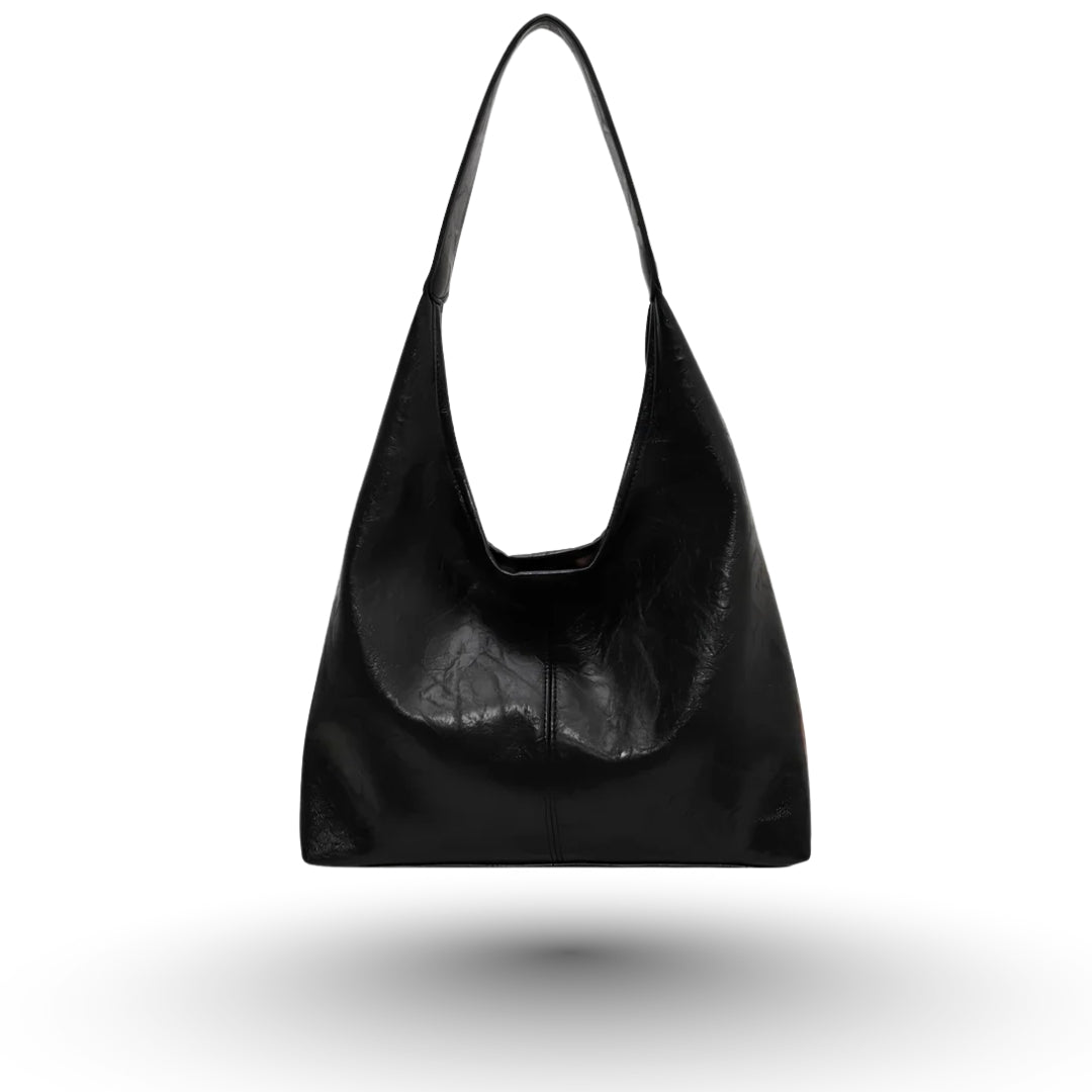 JENNA – Grand sac à main fourre-tout en cuir chic noir, élégant et fonctionnel.