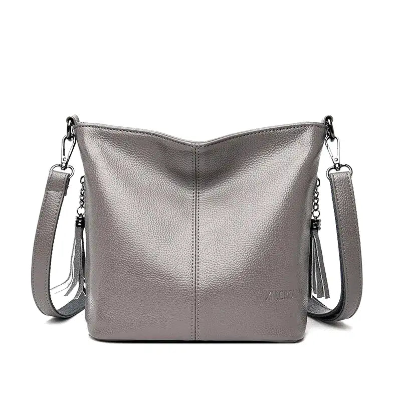 sac KAREN sac à main bandoulière en cuir gris rigide élégant pour femme, compartiments organisés, poches pratiques et bandoulière réglable pour style et confort
