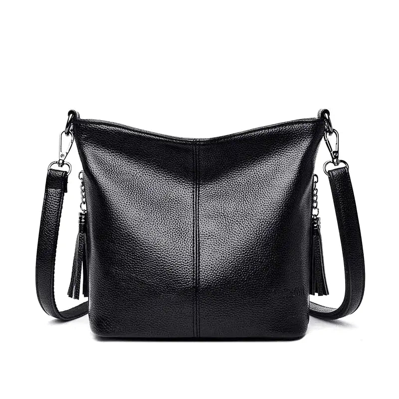 sac KAREN sac à main bandoulière en cuir noir rigide élégant pour femme, compartiments organisés, poches pratiques et bandoulière réglable pour style et confort