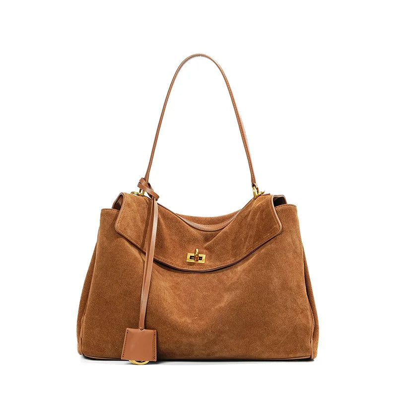 kelia grand sac à main chic en daim camel