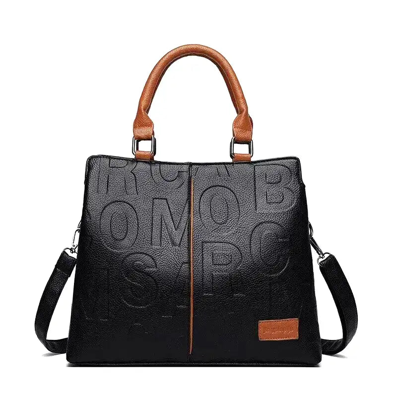 Grand sac à main en cuir souple LAYA avec anse et bandoulière ajustable, spacieux et durable, parfait pour le travail, les voyages ou les sorties.