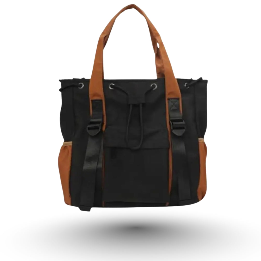 LILYA – Sac à main cabas tissé noir, tendance et pratique pour cours ou ville.