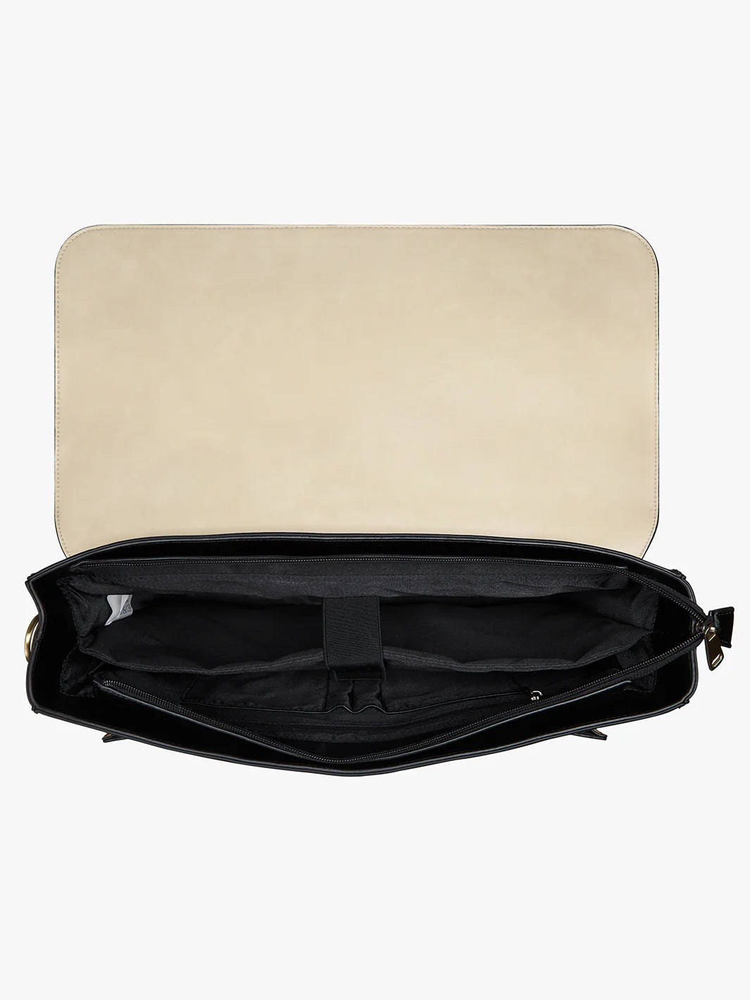 Grand sac à main Louise en cuir vegan,  vue intérieur du sac, spacieux et structuré, idéal pour transporter ordinateur, dossiers et effets personnels avec style.