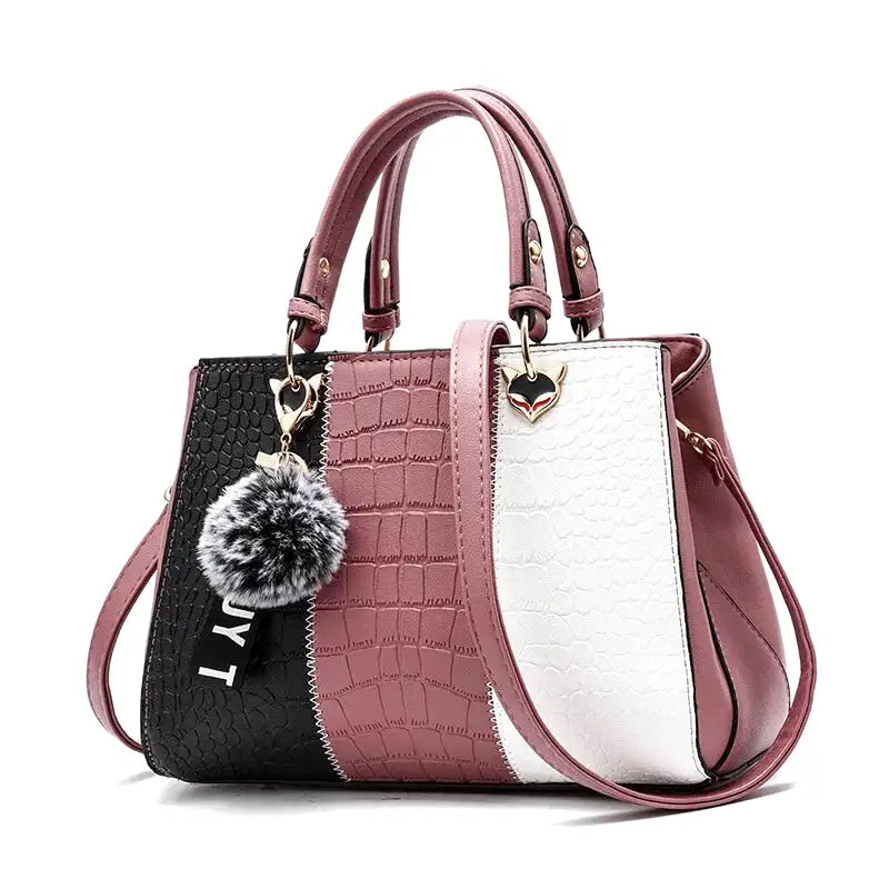 sac MARTINA sac à main bandoulière en cuir croco rose élégant pour femme, compartiments organisés, poches pratiques et bandoulière réglable pour style et confort