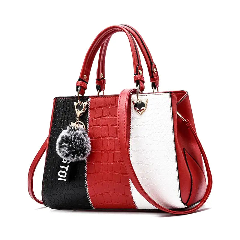 sac MARTINA sac à main bandoulière en cuir croco rouge élégant pour femme, compartiments organisés, poches pratiques et bandoulière réglable pour style et confort