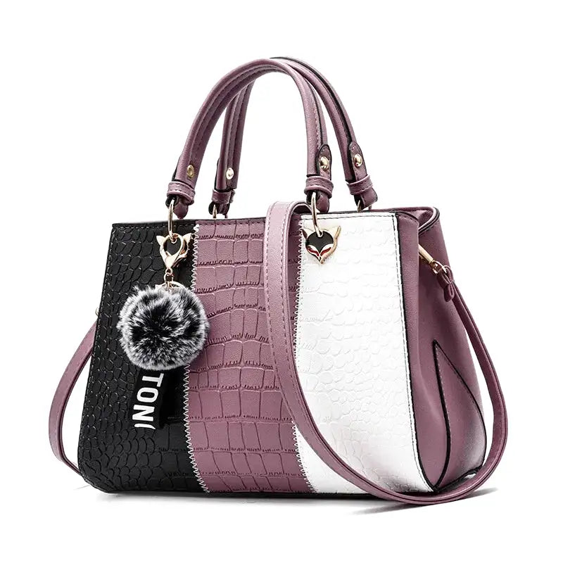 sac MARTINA sac à main bandoulière en cuir croco violet élégant pour femme, compartiments organisés, poches pratiques et bandoulière réglable pour style et confort