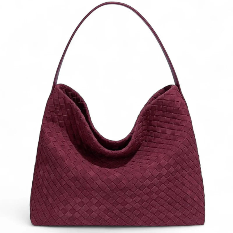 Découvrez MIKA, sac cabas tissé violet framboise grand format pour femmes actives : chic, pratique, compatible ordinateur 15” et 100% vegan. Parfait au quotidien !