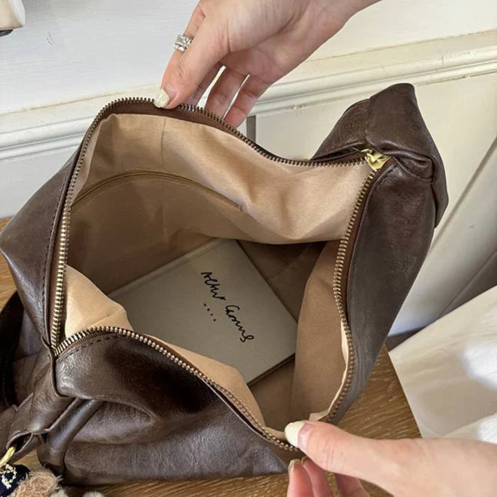 MILA - Sac à Main Bandoulière Tendance en Cuir marron pour femme, élégant et pratique