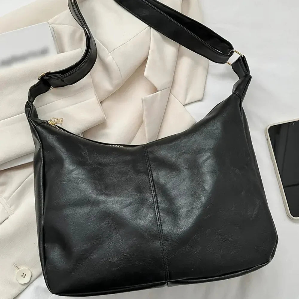 MILA - Sac à Main Bandoulière Tendance en Cuir noir pour femme, élégant et pratique