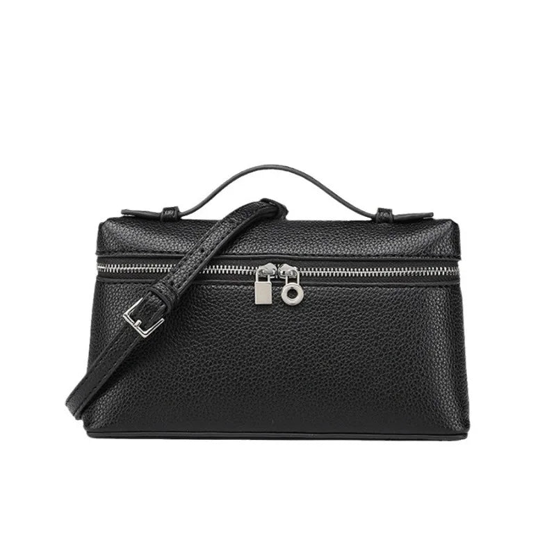 Petit sac à main Mua en cuir grainé noir vegan, compact et élégant, idéal pour téléphone, porte-cartes, clés et accessoires essentiels.