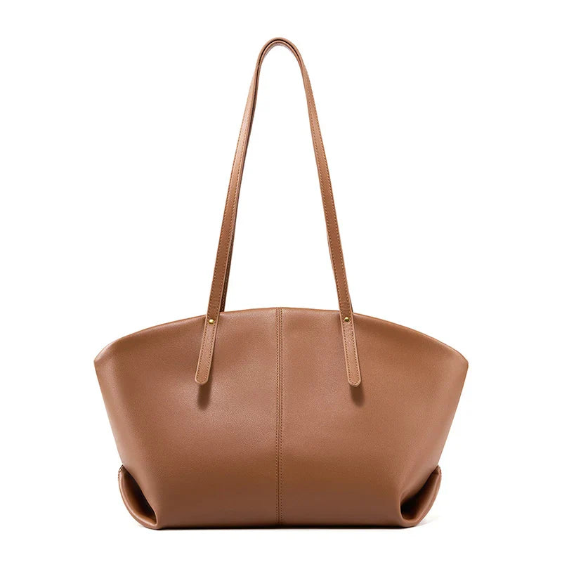 Grand sac à main marron Naila, luxueux et spacieux, idéal pour ordinateur, dossiers et effets personnels au quotidien.