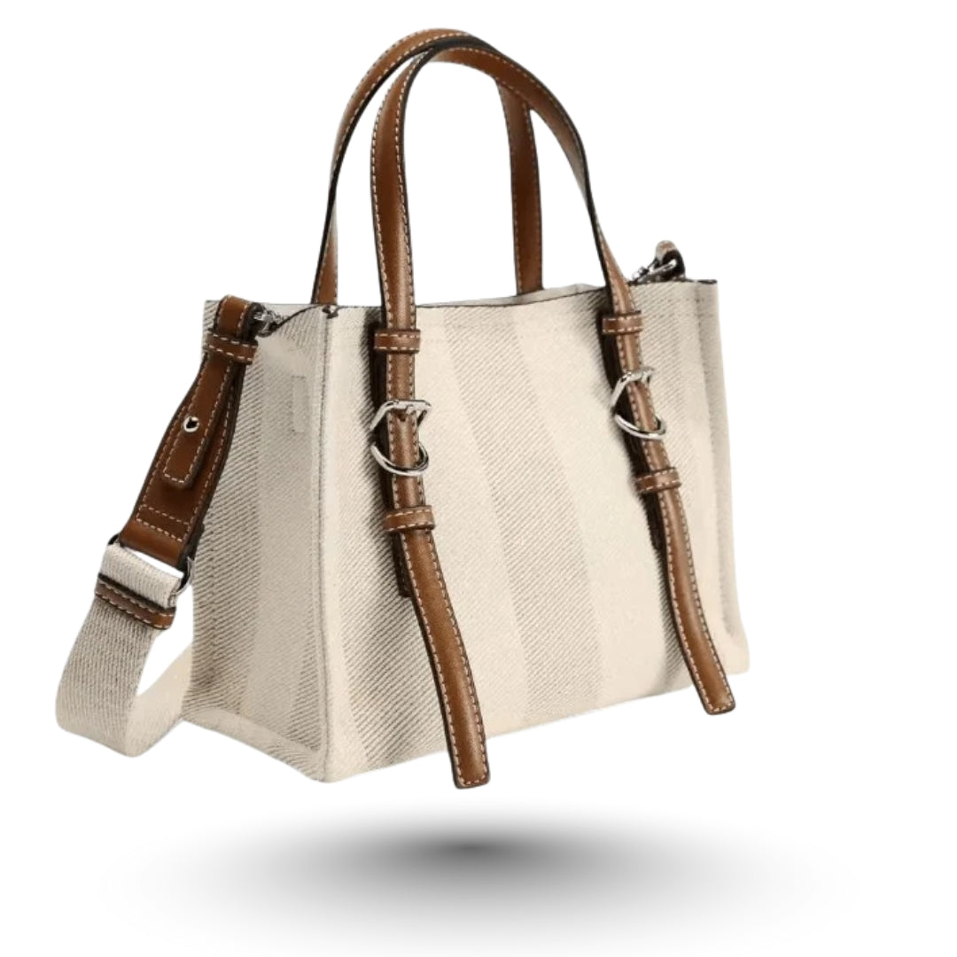 NATHY – Petit sac bandoulière beige, raffiné et pratique, parfait pour transporter cahiers et accessoires.