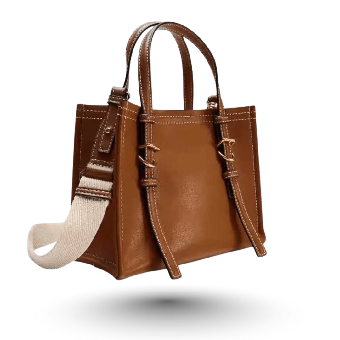 NATHY – Petit sac bandoulière marron, raffiné et pratique, parfait pour transporter cahiers et accessoires.