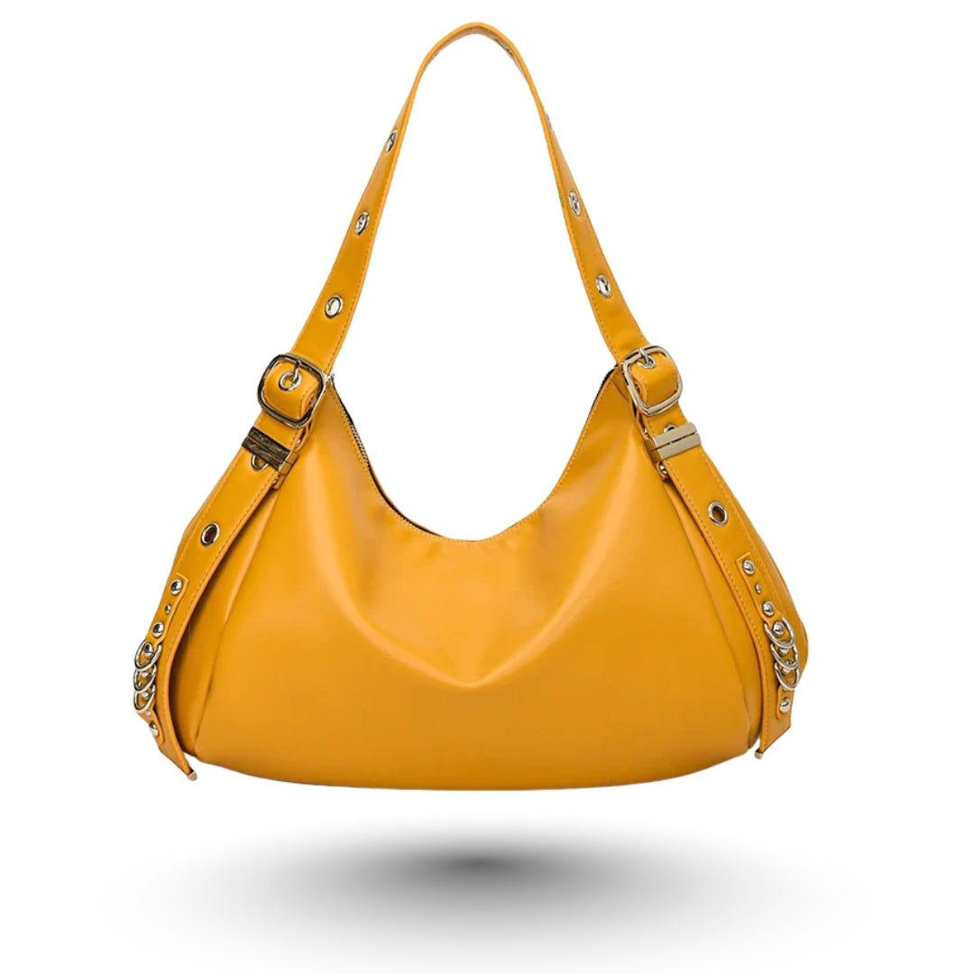 NINA – Sac élégant cuir jaune, raffiné et spacieux pour étudiantes et professionnelles.