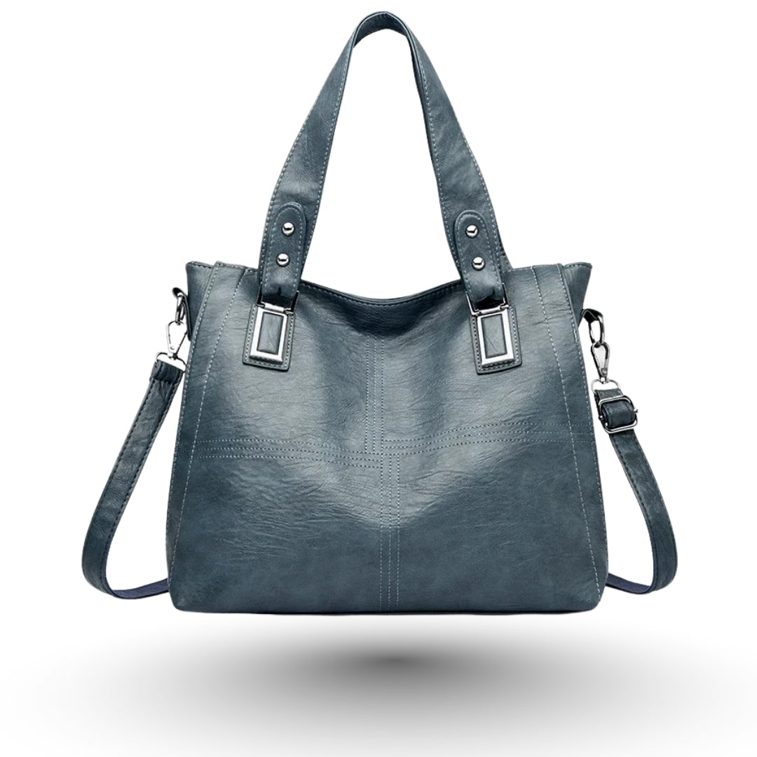 ROSALINE – Sac à main de cours à bandoulière en cuir bleu, chic et pratique pour femme.