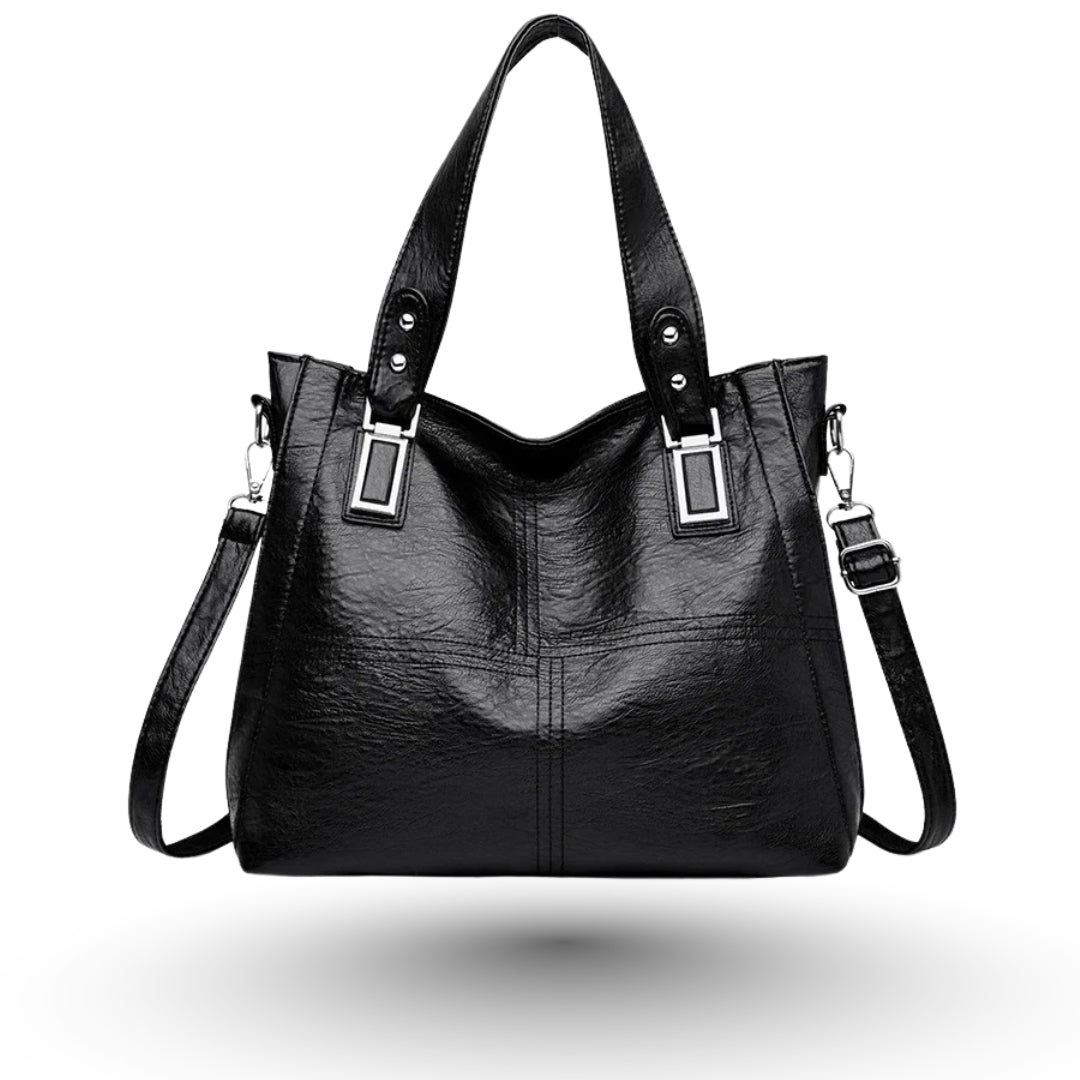 ROSALINE – Sac à main de cours à bandoulière en cuir noir, chic et pratique pour femme.