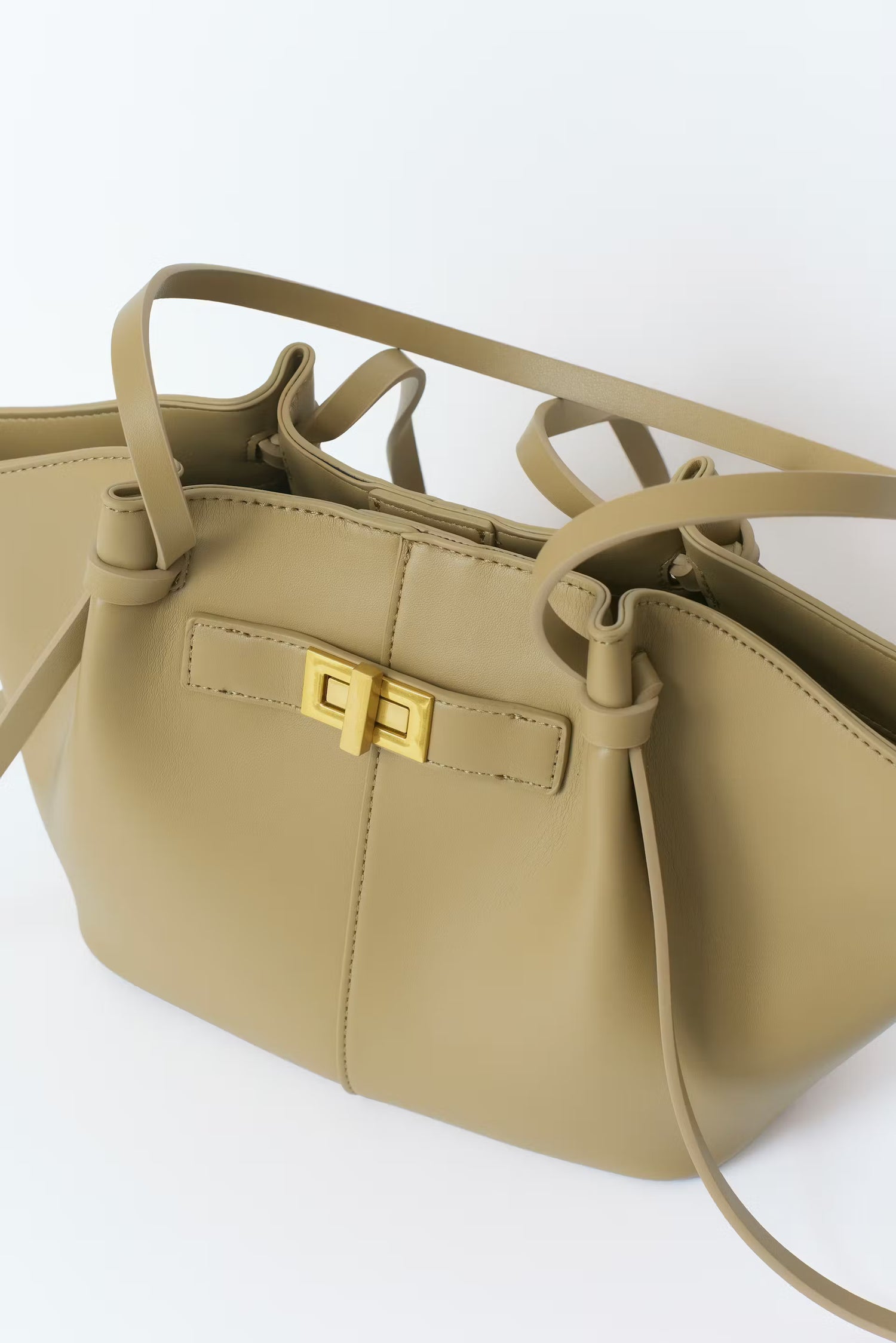 sac cabas cuir beige KATE à grandes anses, élégant et pratique, en cuir synthétique brun avec boucle raffinée et compartiment intérieur