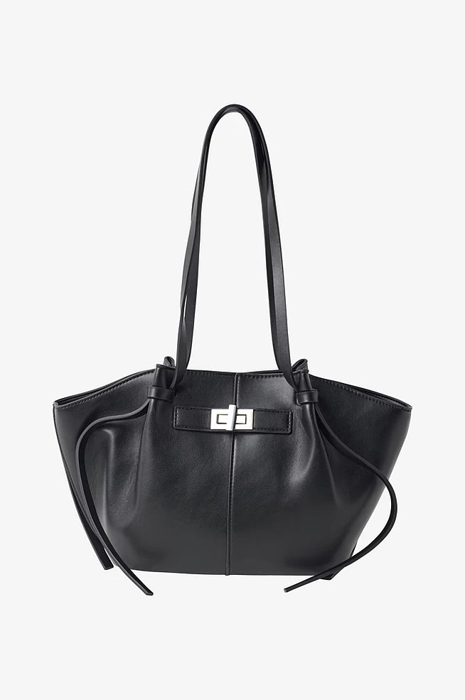 sac cabas cuir noir KATE à grandes anses, élégant et pratique, en cuir synthétique brun avec boucle raffinée et compartiment intérieur