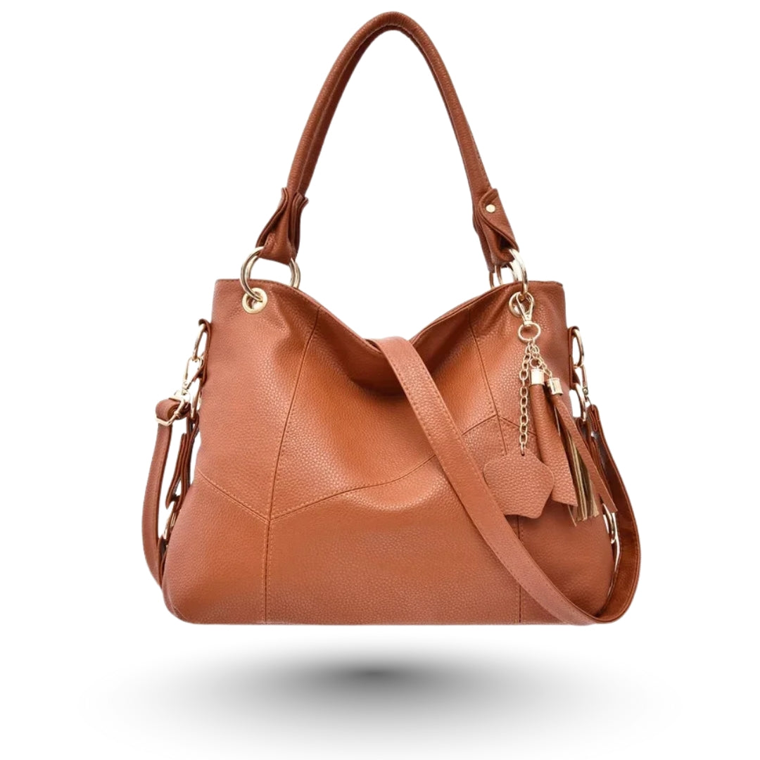 SARA – Sac bandoulière marron tendance, élégant et pratique pour cours et travail.