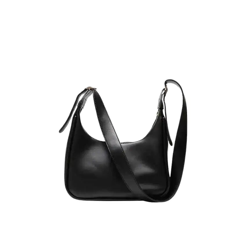 SIRINA - Sac à main bandoulière en cuir souple noir élégant et pratique pour femme.