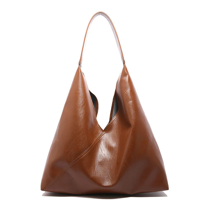 Sac à main marron SOFIA grand format pour épaule, en cuir vegan de qualité, spacieux et raffiné, idéal pour transporter vos essentiels avec style