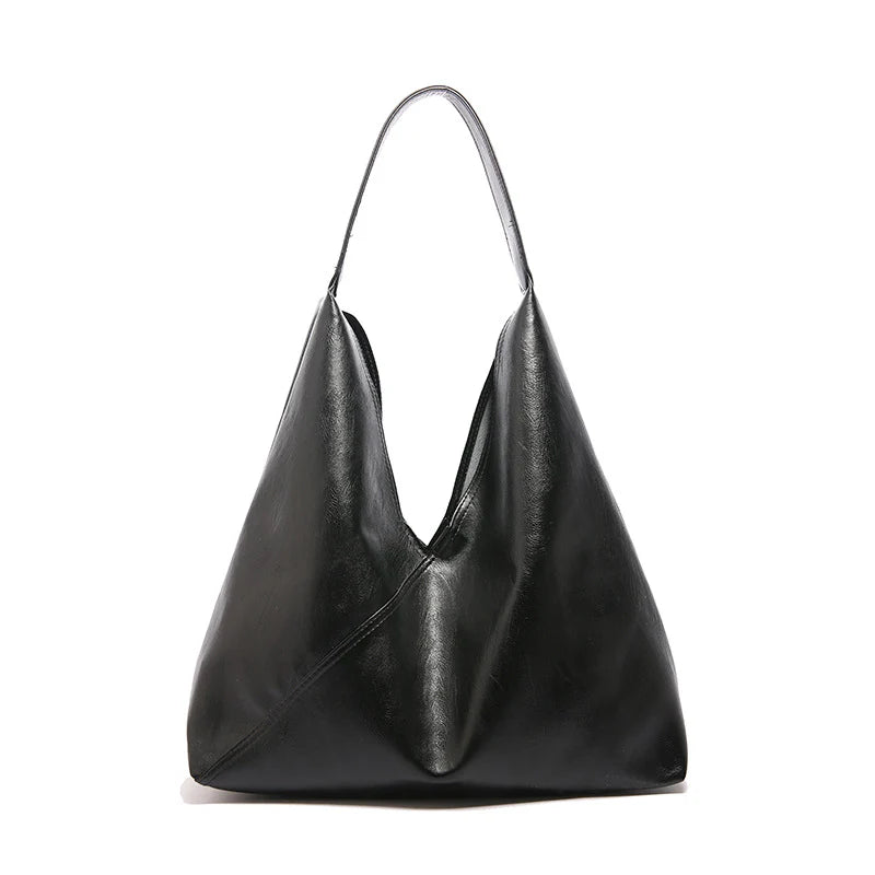 Sac à main SOFIA Noir grand format pour épaule, en cuir vegan de qualité, spacieux et raffiné, idéal pour transporter vos essentiels avec style